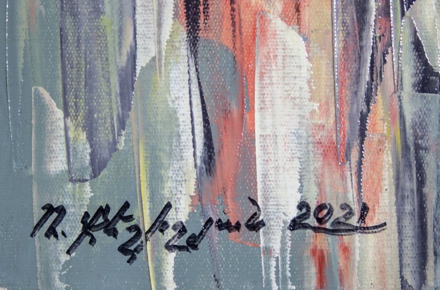 Image supplémentaire 3: Art figuratif Familial Peinture "Trio Moderne", peintre Mher Gevorgyan huile toile 