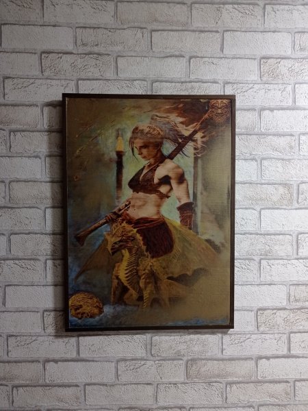 Additional view 2: Academic Art Mythological Painting Valkyrie. Artifact by painter BURNING BEAUTY mixed method wood 