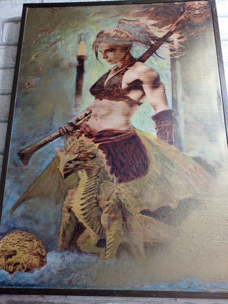 Additional view 6: Academic Art Mythological Painting Valkyrie. Artifact by painter BURNING BEAUTY mixed method wood 