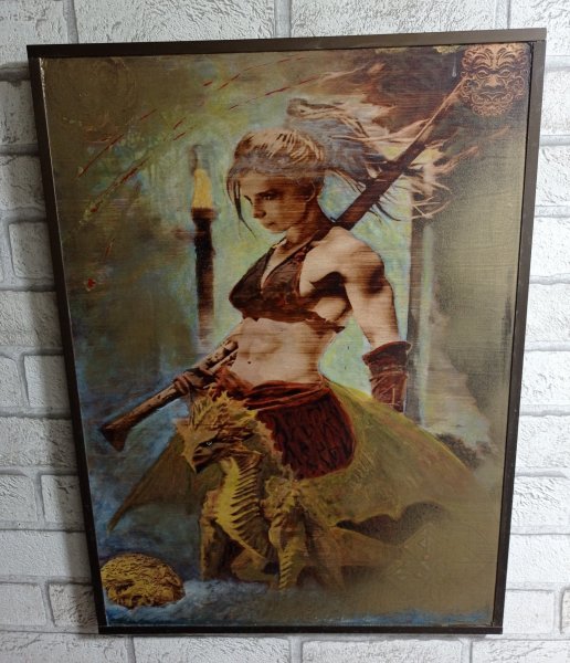 Additional view 7: Academic Art Mythological Painting Valkyrie. Artifact by painter BURNING BEAUTY mixed method wood 
