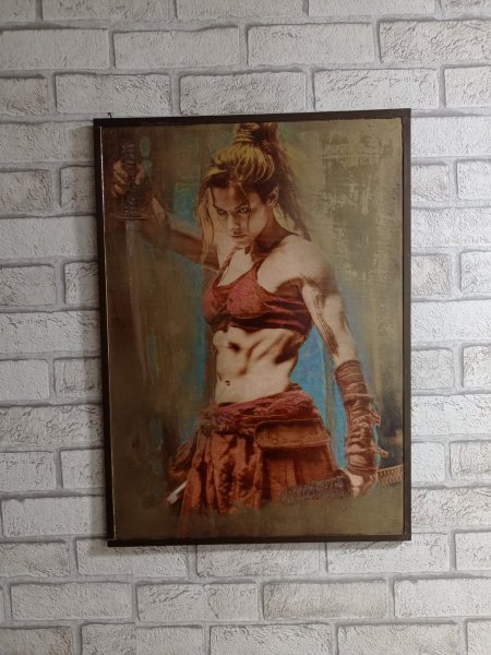 Additional view 1: Academic Art Mythological Painting Valkyrie. Determination! by painter BURNING BEAUTY mixed method wood 