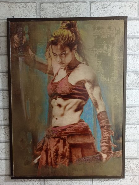 Additional view 2: Academic Art Mythological Painting Valkyrie. Determination! by painter BURNING BEAUTY mixed method wood 
