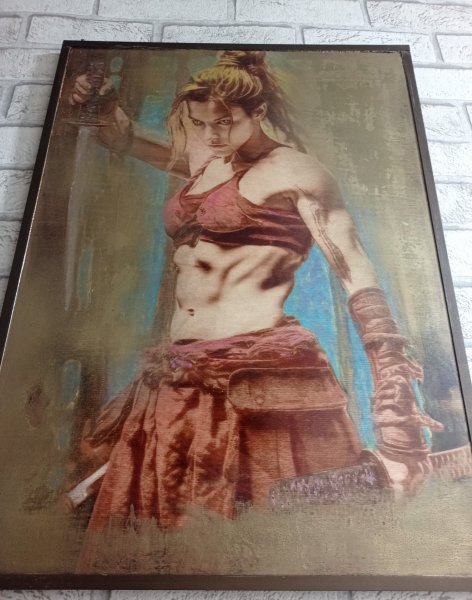 Additional view 6: Academic Art Mythological Painting Valkyrie. Determination! by painter BURNING BEAUTY mixed method wood 