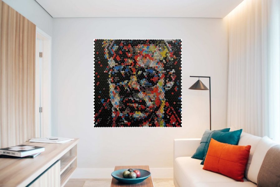 Imagen adicional 1: Abstracción Retrato Escultura "Brad Pitt - El club de la lucha", escultor Henning Leuschner Técnica mixta 