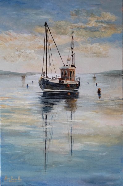 Additional view 1: Realism Marine Art Painting Between the sky and the sea by painter Alex Carvalho acrylic canvas 