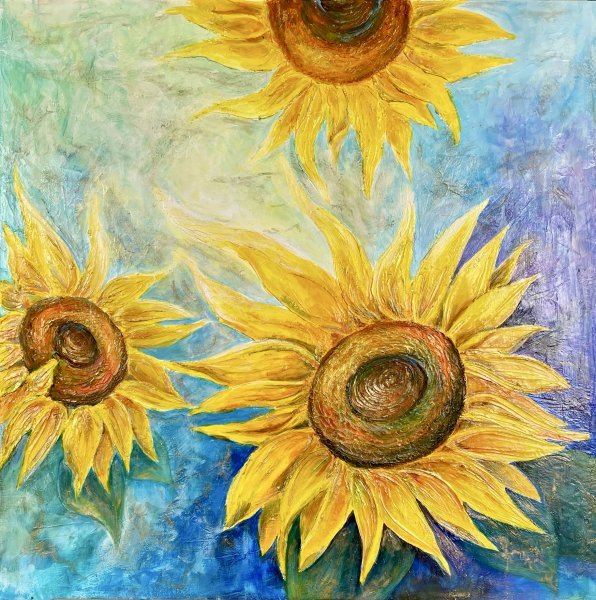 Contemporary Art Flower Painting The storm has passed. by painter Olesya Getman acrylic wood 