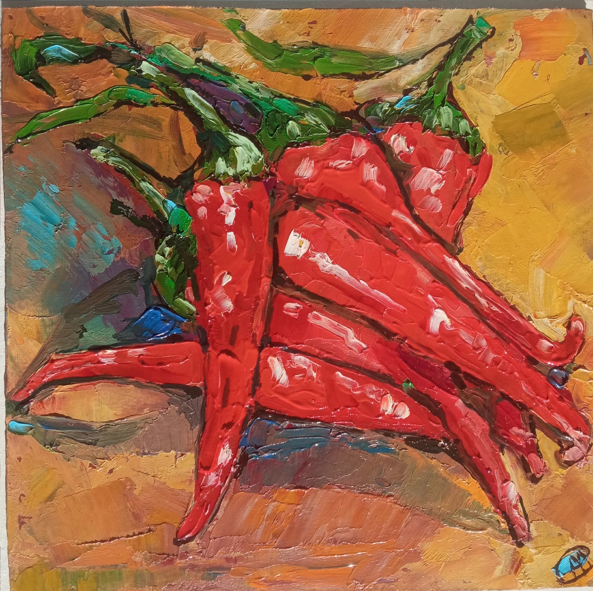 Chili Pepper Oi painting Painting by Alina Skorokhod