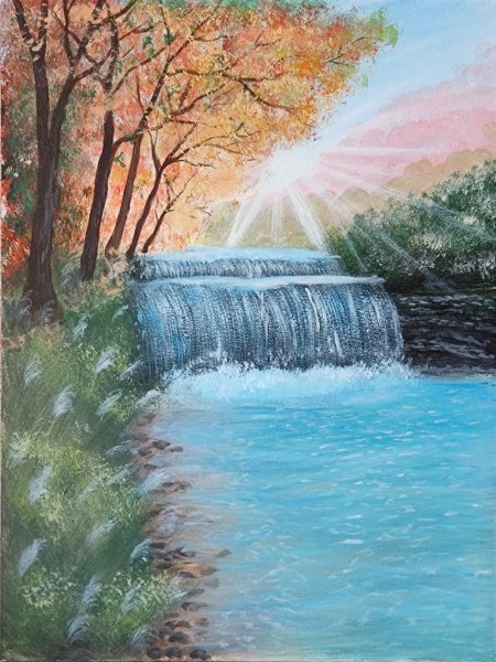 Street Art Landscape Drawing Flow of Time by illustrator Ryjova Alina acrylic cardboard 