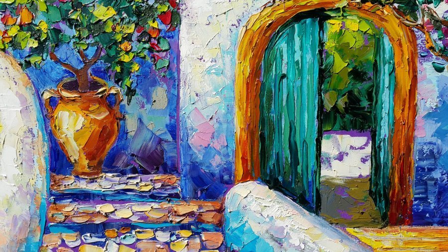 Santorini Greece Painting by Viktoria Lapteva