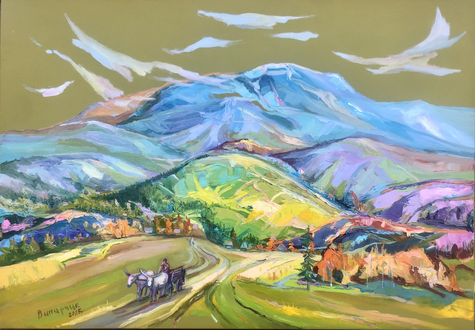 Mountain motifs Painting by Bohdan Vynarchyk