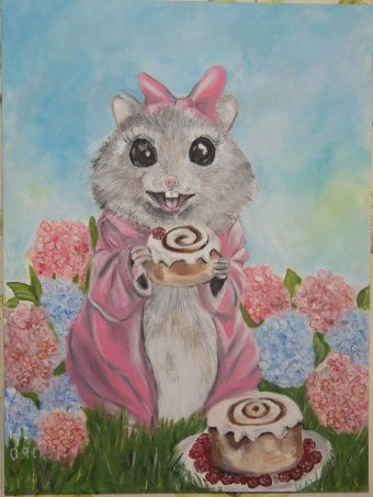 Painting "The Magic of Olive Mustaches" by painter Olga Yanovska oil canvas at Jose Art Gallery