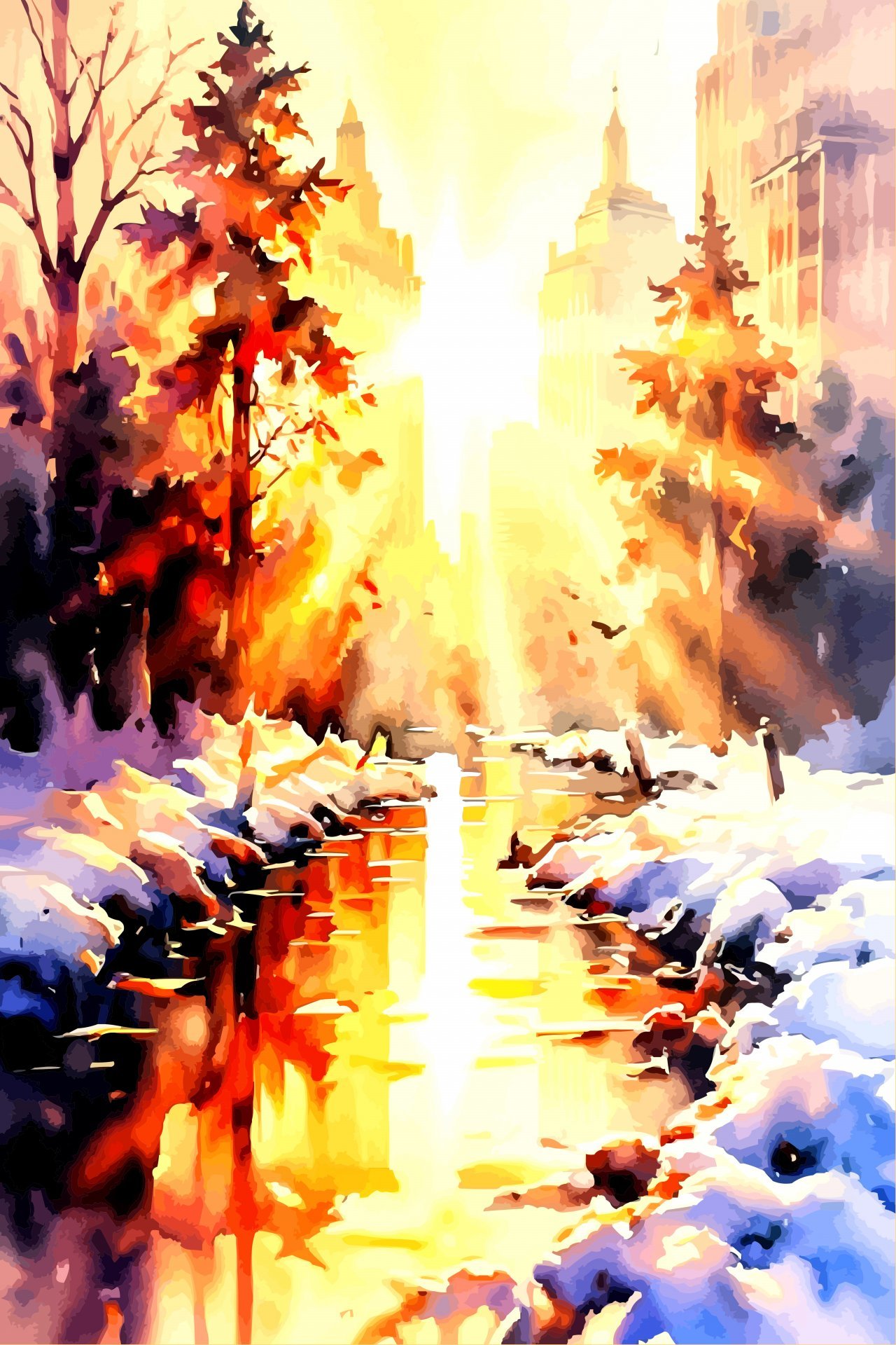 Melting Snow, Rising Sun Drawing - Viktor Levchenko