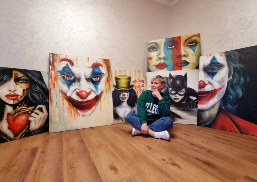Imagen adicional 1: Abstraccionismo Retrato Pintura "Joker: La mirada penetrante", pintor Natalya Bazilyuk óleo lienzo 