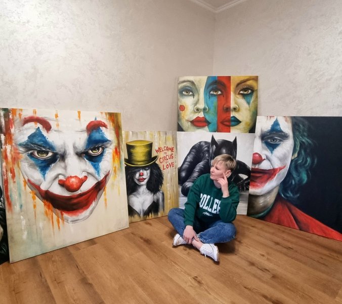 Imagen adicional 2: Abstraccionismo Retrato Pintura "Joker: La mirada penetrante", pintor Natalya Bazilyuk óleo lienzo 