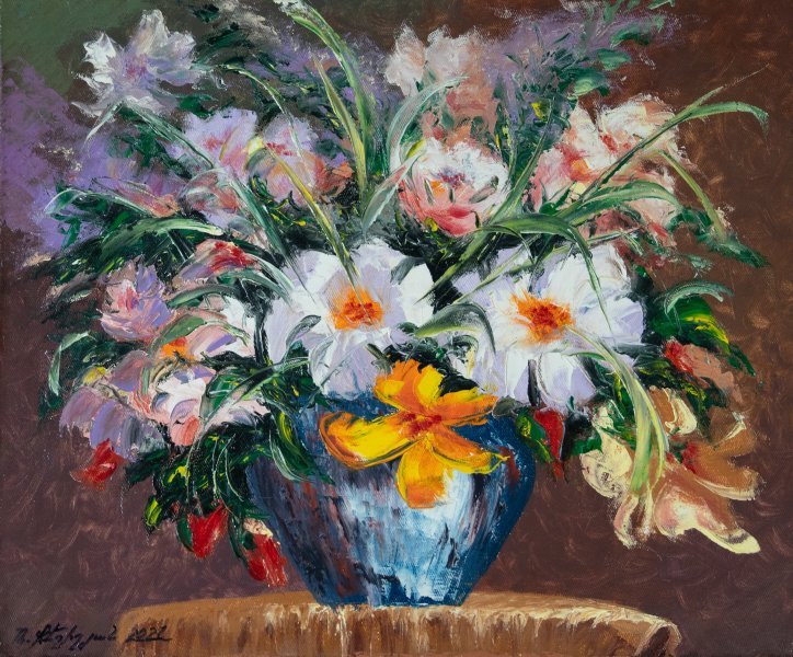 Импрессионизм Цветочный Живопись "Лилии" живописец Mher Gevorgyan масло холст 
