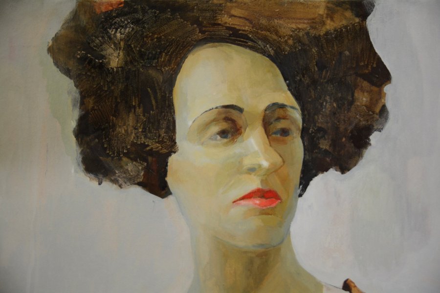 Imagen adicional 8: Moderno Retrato Pintura "Mujer con labios rojos", pintor Mariya Drozdova óleo cartulina 