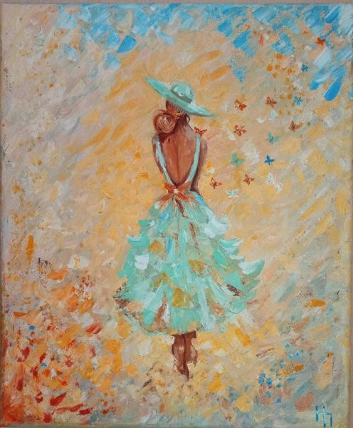 Butterflies Awaken: Spring Portrait Painting by Natali Shevale