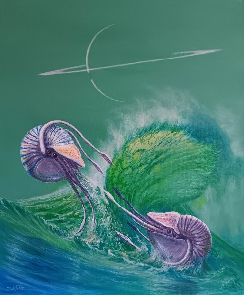 Realism Marine Art Painting Playing in the waves by painter Anton Amit acrylic canvas 