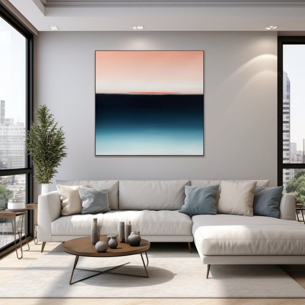 Additional view 2: Minimalism Marine Art Painting Horizon of Emotions #86 by painter Larissa Uvarova oil canvas 