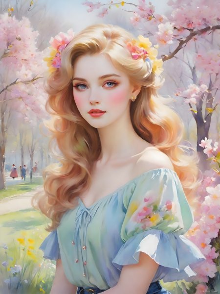 CGI Flower Digital Art Portrait of a Spring Lady by digital artist MeaHau 