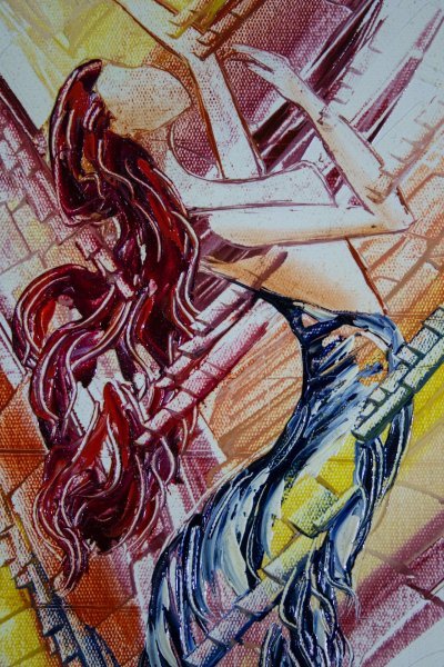 Image supplémentaire 1: Art figuratif Familial Peinture "Danse de la lune", peintre Mher Gevorgyan huile toile 