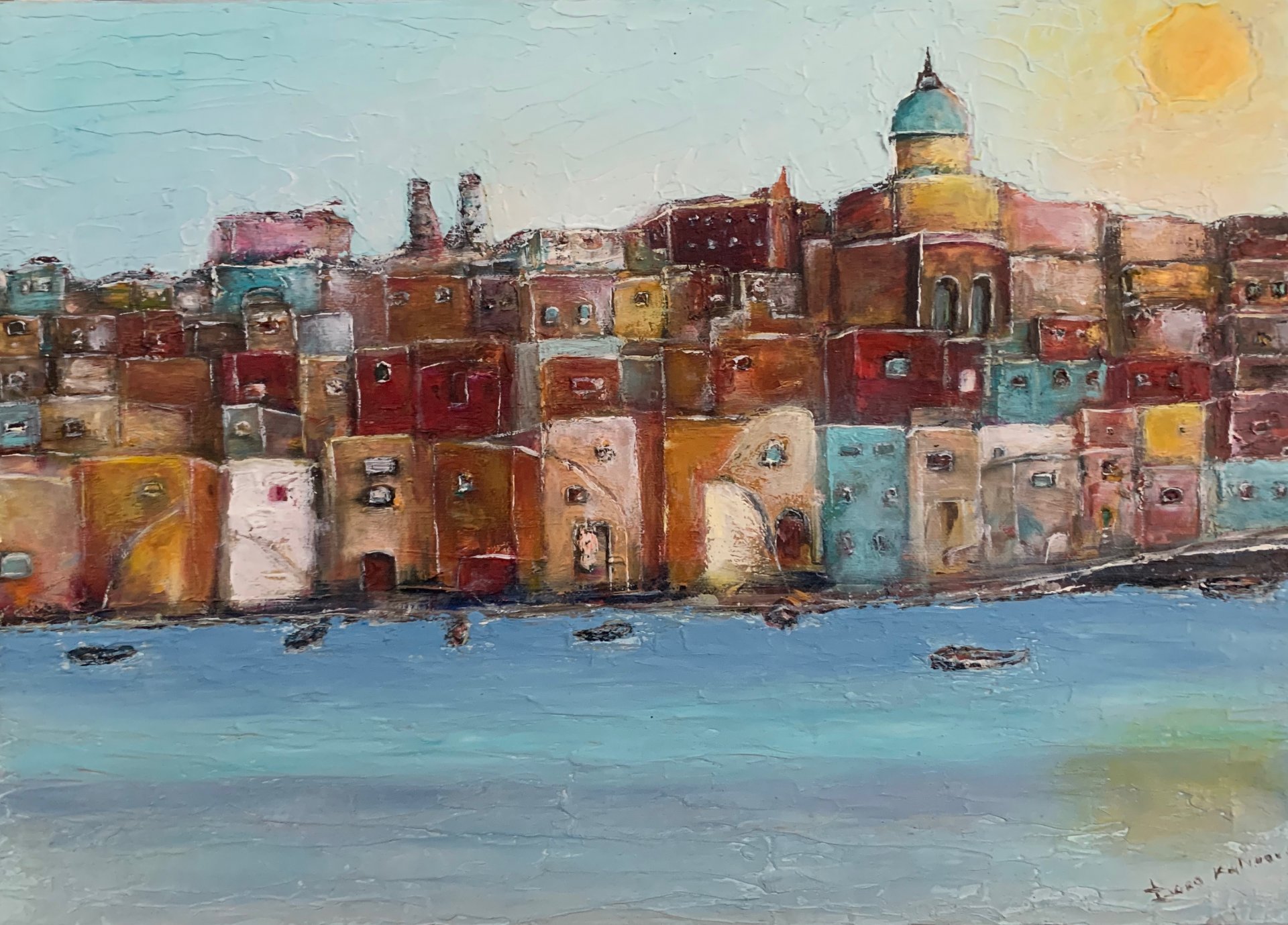 Historic Procida Coastal Beauty Drawing - Dora Kalinova