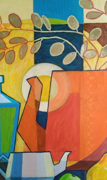 Additional view 2: Cubism Still-Life Painting Decorative still life by painter KOlha acrylic canvas 