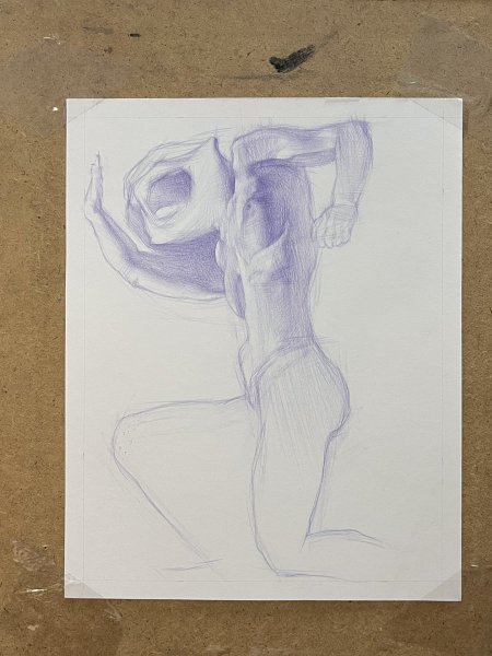 Additional view 1: Contemporary Art Nude Drawing Believer (2025) by illustrator Mysterious Easel pencil paper 