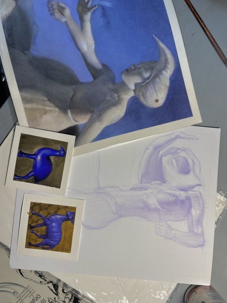 Additional view 2: Contemporary Art Nude Drawing Believer (2025) by illustrator Mysterious Easel pencil paper 