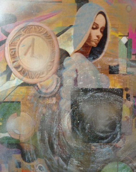 Additional view 4: Pop Art Mythological Painting Pandora by painter BURNING BEAUTY mixed method wood 