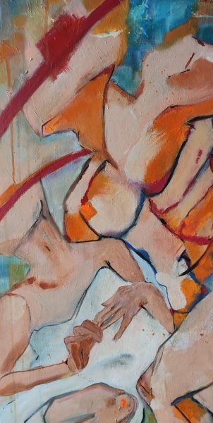 Додаткове зображення 1: Фігуративізм Ню Живопис "Дрейф за межі часу", живописець Rana ALSEBAI акрил холст 