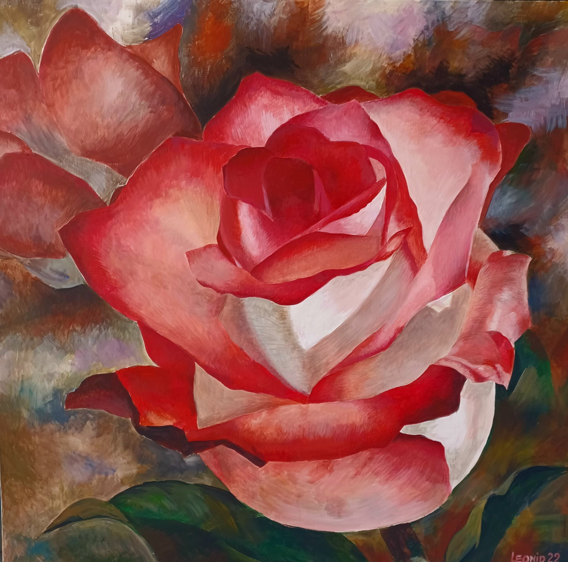 絵画 Red Rose flower-painting-krasnaya-roza-