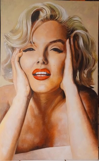 Painting "Sensuality of Marilyn" by painter Leon Katz acrylic canvas at Jose Art Gallery