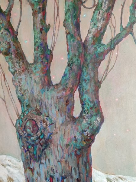 Mystical Tree: Surreal Landscape Art Painting by Aleksandra Plis