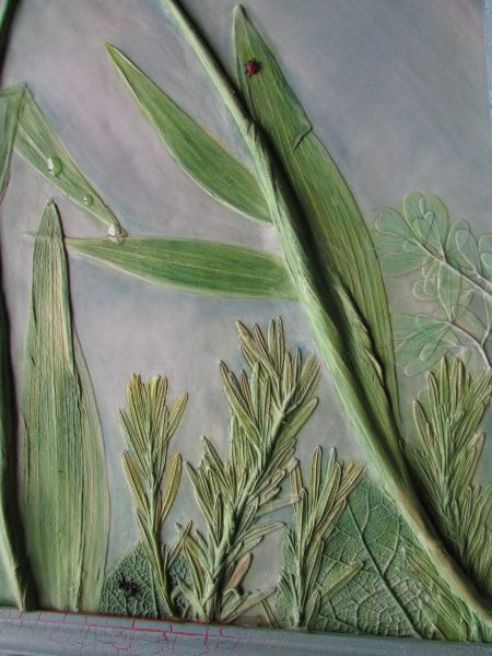 Additional view 3: Modern Flower Painting Drops of love bas-relief of flowers by painter Elena Panchenya watercolor plaster 