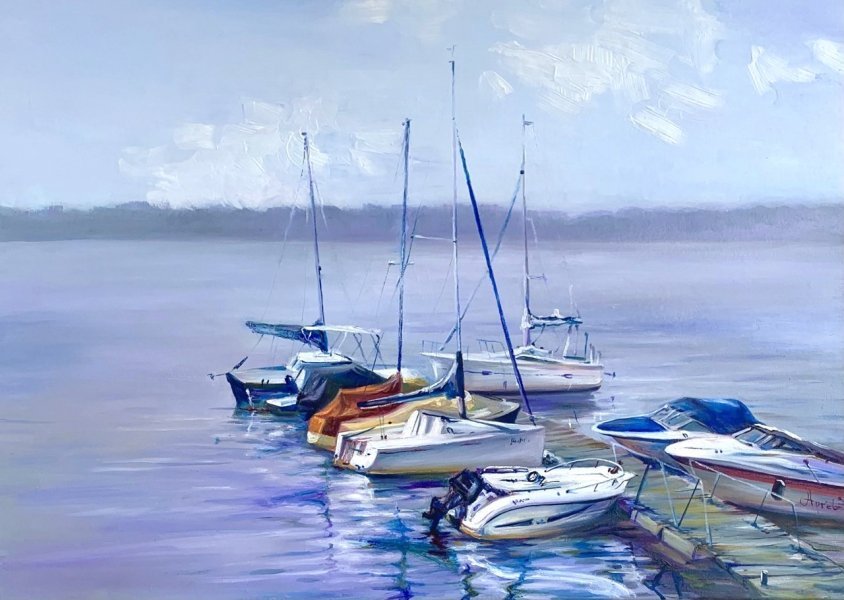 Impressionism Marine Art Painting Markkleeberg: Summer Landscape by painter Aprel oil canvas 