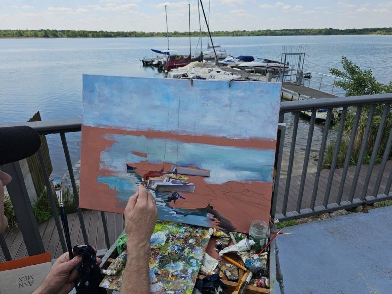 Additional view 2: Impressionism Marine Art Painting Markkleeberg: Summer Landscape by painter Aprel oil canvas 