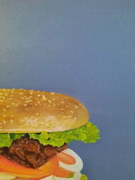 Immagine aggiuntiva 2: Fotorealismo Natura morta Pittura "Hamburger", pittore Olena Berest olio tela 