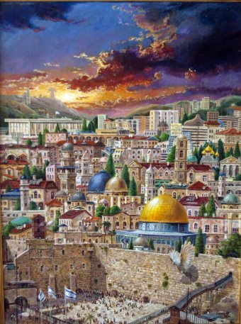 Purpurowe niebo nad Jerozolimą