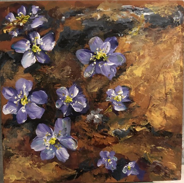 Contemporary Art Flower Painting Just Spring: Mood of Renewal by painter Oksana Shkvarok acrylic wood 