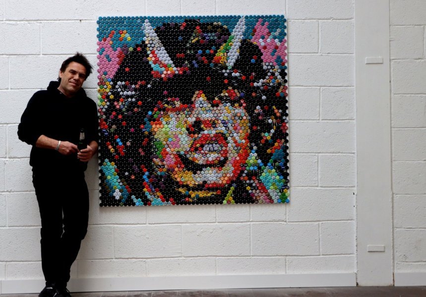 Imagen adicional 7: Arte conceptual Retrato Pintura "Angus Young-ACDC", pintor Henning Leuschner técnica mixta metal 