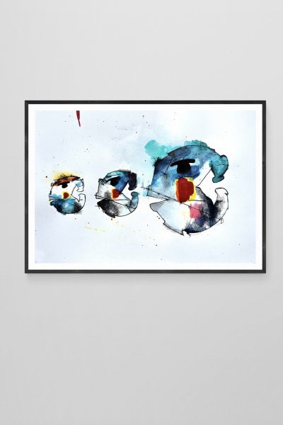 Immagine aggiuntiva 1: Surrealismo Animalistico Pittura "Il pesce grosso decide", pittore Noumenona acrilico carta 