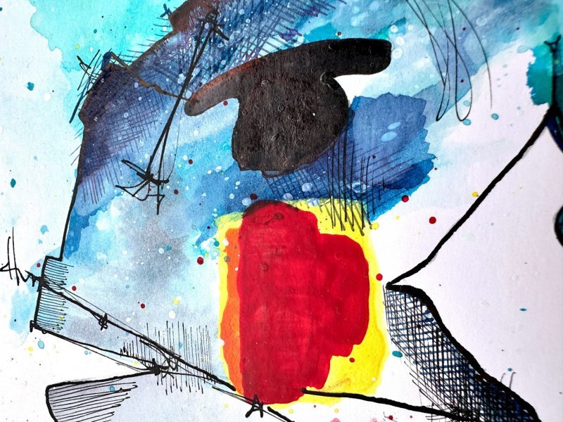 Immagine aggiuntiva 2: Surrealismo Animalistico Pittura "Il pesce grosso decide", pittore Noumenona acrilico carta 