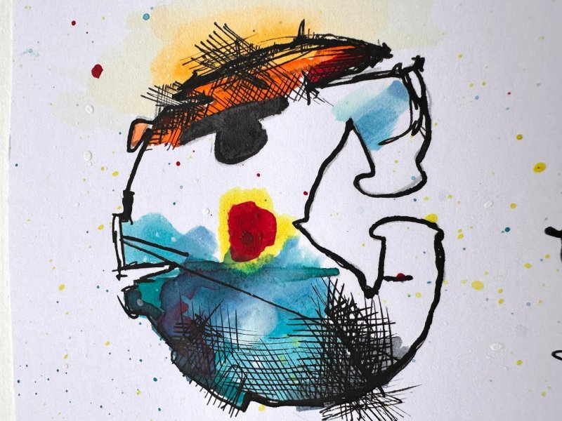 Immagine aggiuntiva 3: Surrealismo Animalistico Pittura "Il pesce grosso decide", pittore Noumenona acrilico carta 