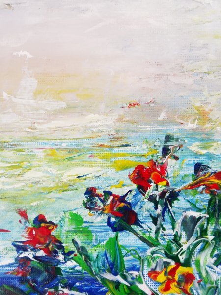 Image supplémentaire 4: Minimalisme Paysage marin Peinture "Bateau blanc", peintre Selena Sashina huile toile 