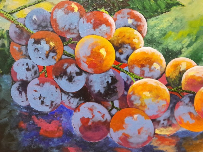 Additional view 5: Impressionism Still-Life Painting Grape Light by painter Anton Zapotochny(Dovzhenko) acrylic canvas 