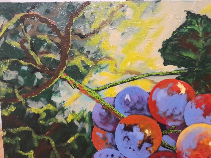Additional view 8: Impressionism Still-Life Painting Grape Light by painter Anton Zapotochny(Dovzhenko) acrylic canvas 