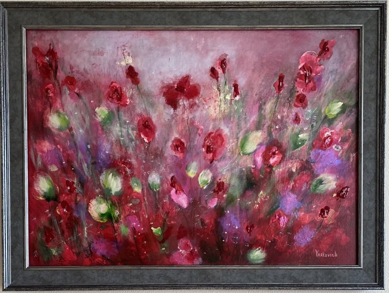 Red Flowers: Fire Feeling Painting by Diana Yaskovich