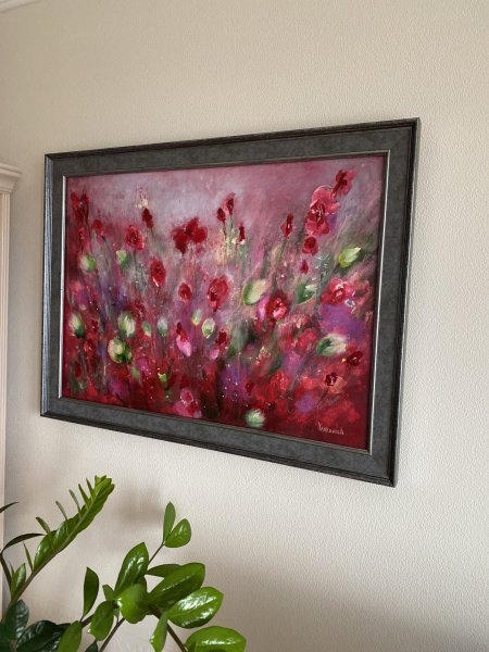 Red Flowers: Fire Feeling Painting by Diana Yaskovich