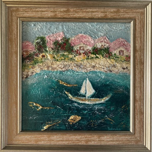 Additional view 5: Impressionism Marine Art Painting The boat by painter Diana Yaskovich acrylic canvas 